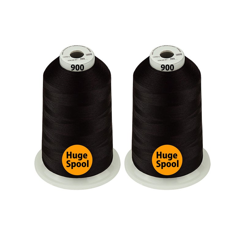 Simthread - 33 Selections - Various Assorted Color Packs of Polyester Embroidery Machine Thread Huge Spool 5500Y for All Purpose Sewing Embroidery Machines - 2White+2Black - Image 3